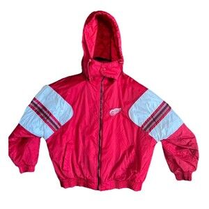 VTG 90s NHL Detroit Red Wings Pro Player Puffer Jacket XL Red White GUC